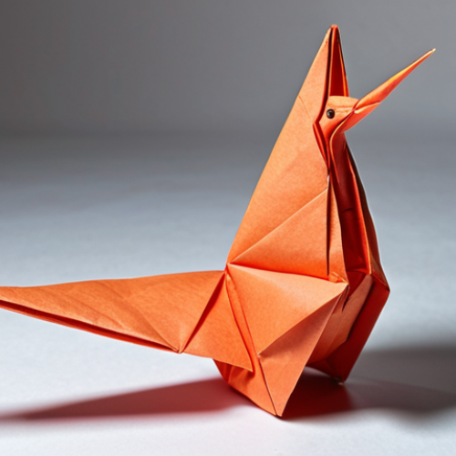 Home 17 **Prompt:** Origami crane, intricate folds, vibrant colors, soft studio lighting.