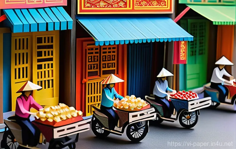 종이조형 전시회 운영 - **Prompt 1: "Nostalgic Vietnamese Childhood Paper Diorama"**
    A meticulously crafted paper art di...