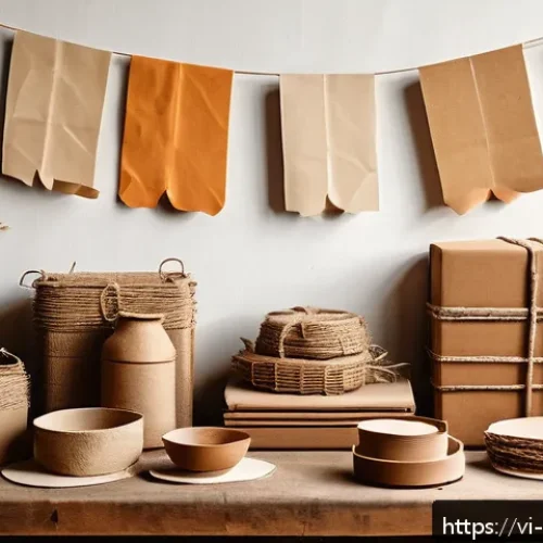 Home 30 종이공예 작품을 위한 색상 조합 - A cozy vintage craft workshop scene featuring handmade paper products in earthy tones like warm brow...